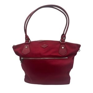 WZ Wallace Bedford Chelsea Large Nylon Tote in Red with Black Pouch Leather Trim